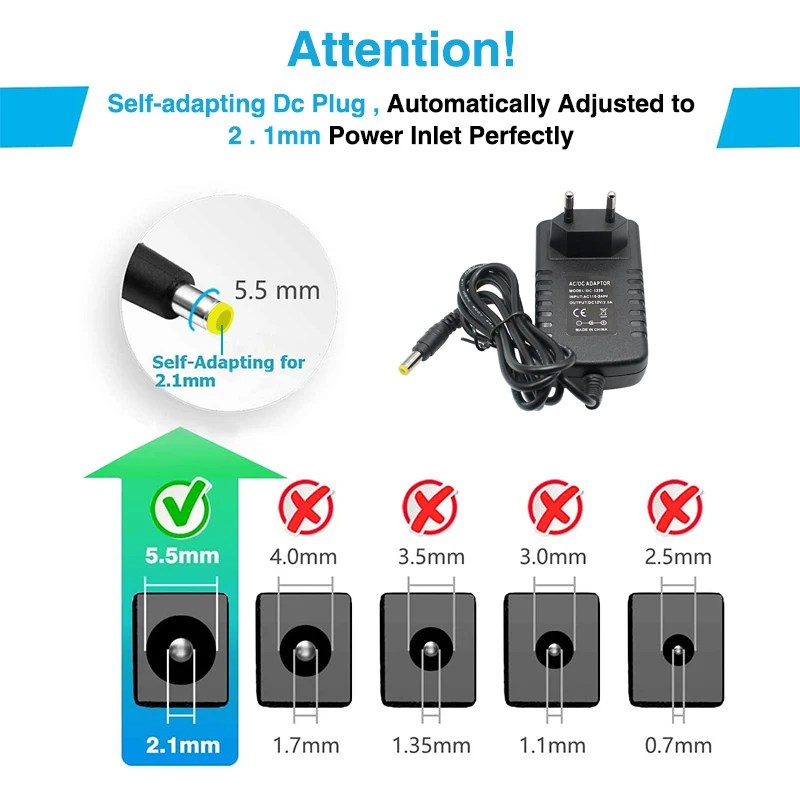 24W 12V 2A Power Adapter AC 100V-240V DC 12V Charger for Chuwi Herobook pro+ 13.3 Cube i7 Stylus CHUWI Lapbook SE 13.3 Teclast