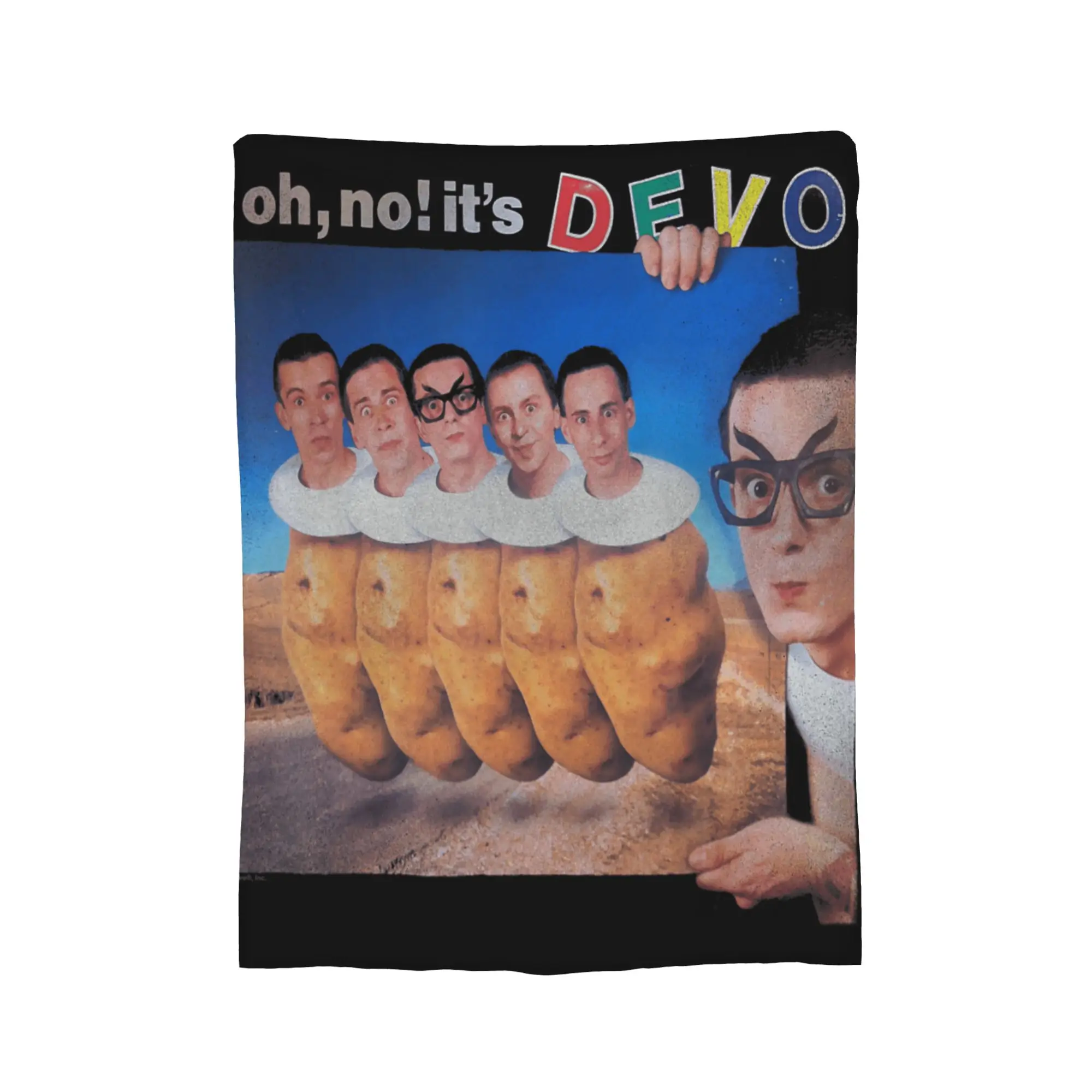 Devo Oh No It's Potatoes Funny Photo New Wave Band Knitted Blanket Fleece  Super Soft Throw Blankets for Bedroom Sofa Bed Rug