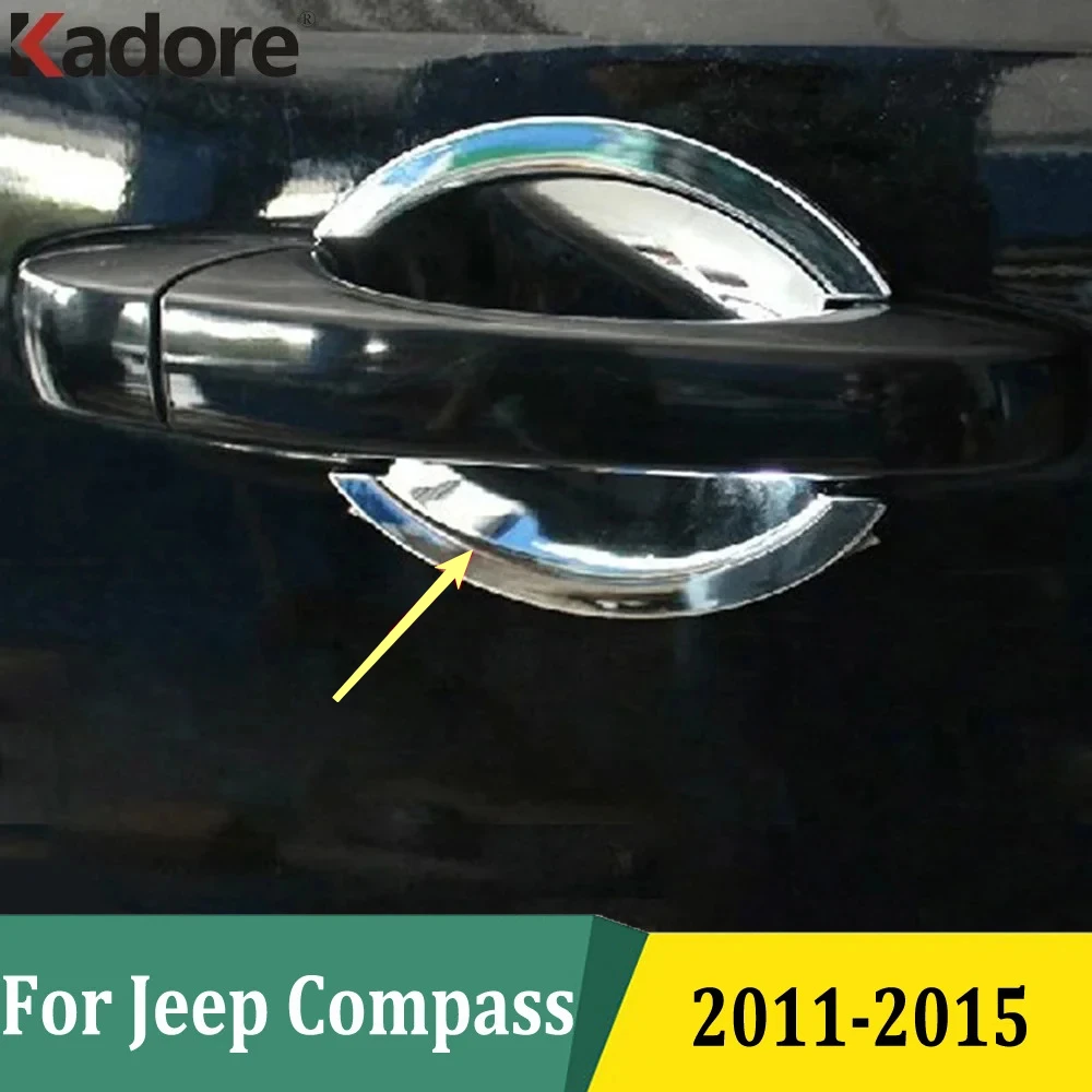 

For Jeep Compass 2011 2012 2013 2014 2015 Chrome Side Door Handle Bowl Cover Trim Car Sticker Exterior Accessories