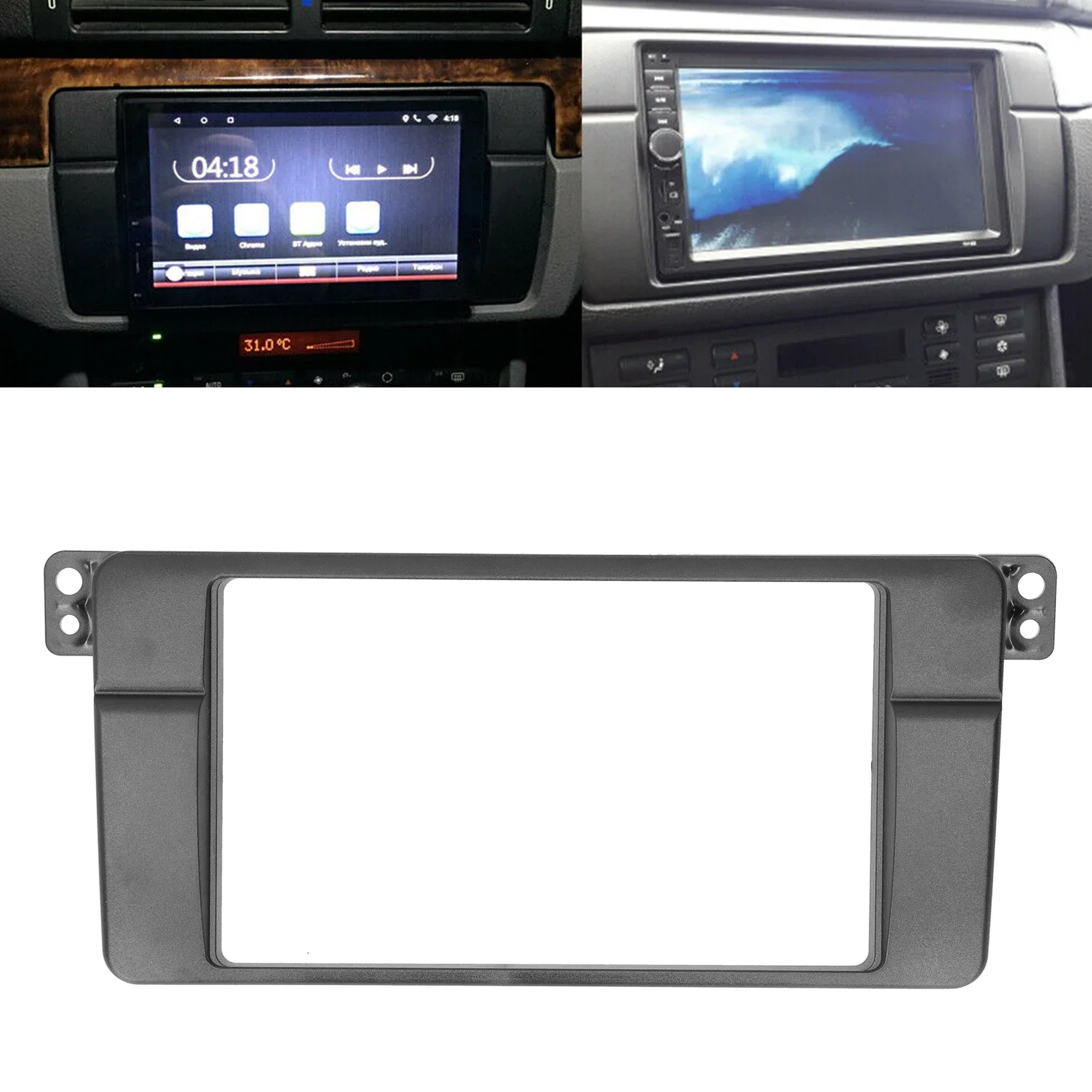 

2-DIN Car Stereo Fascia Dashboard Radio Frame DVD Stereo Panel Dash Mount Bezel Replacement for BMW 3-Series E46 1998-2005