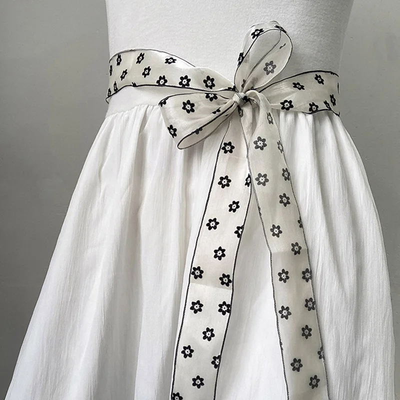 Belt for women 2025 new style paired with skirt, jeans, fashion accessories, polka dot fabric strips,ribbon ties,knotted ribbons