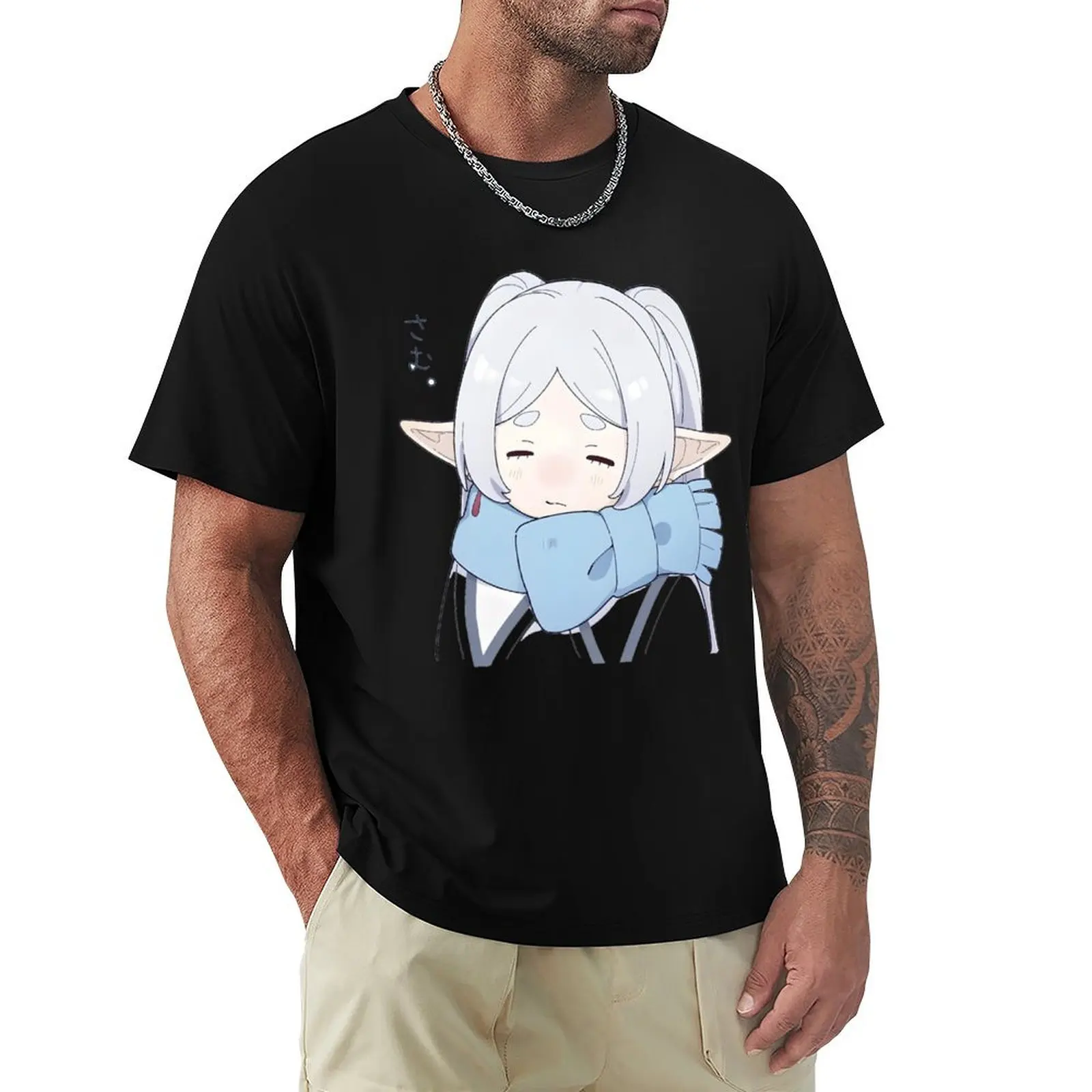 

Frieren T-Shirt blanks Anime t-shirt cotton man t-shirts oversized mens graphic t-shirts funny