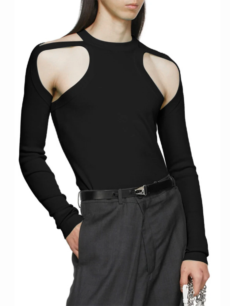 Fashion Streetwear Men Summer Sleeveless Solid Tank Tops Solid O Neck Hollow Out Knitted Vest Sexy Mens Popular O Neck Pullovers