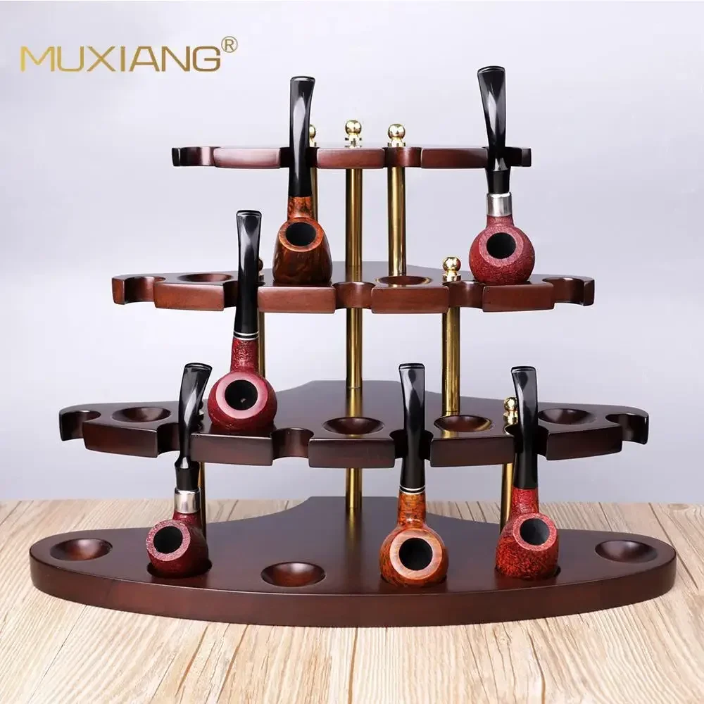 A Good Quality walnut wood Pipe Rack Handmade Dismountable High-class Smoking 15 Pipe Rack Stand for Pipes rack fa0082