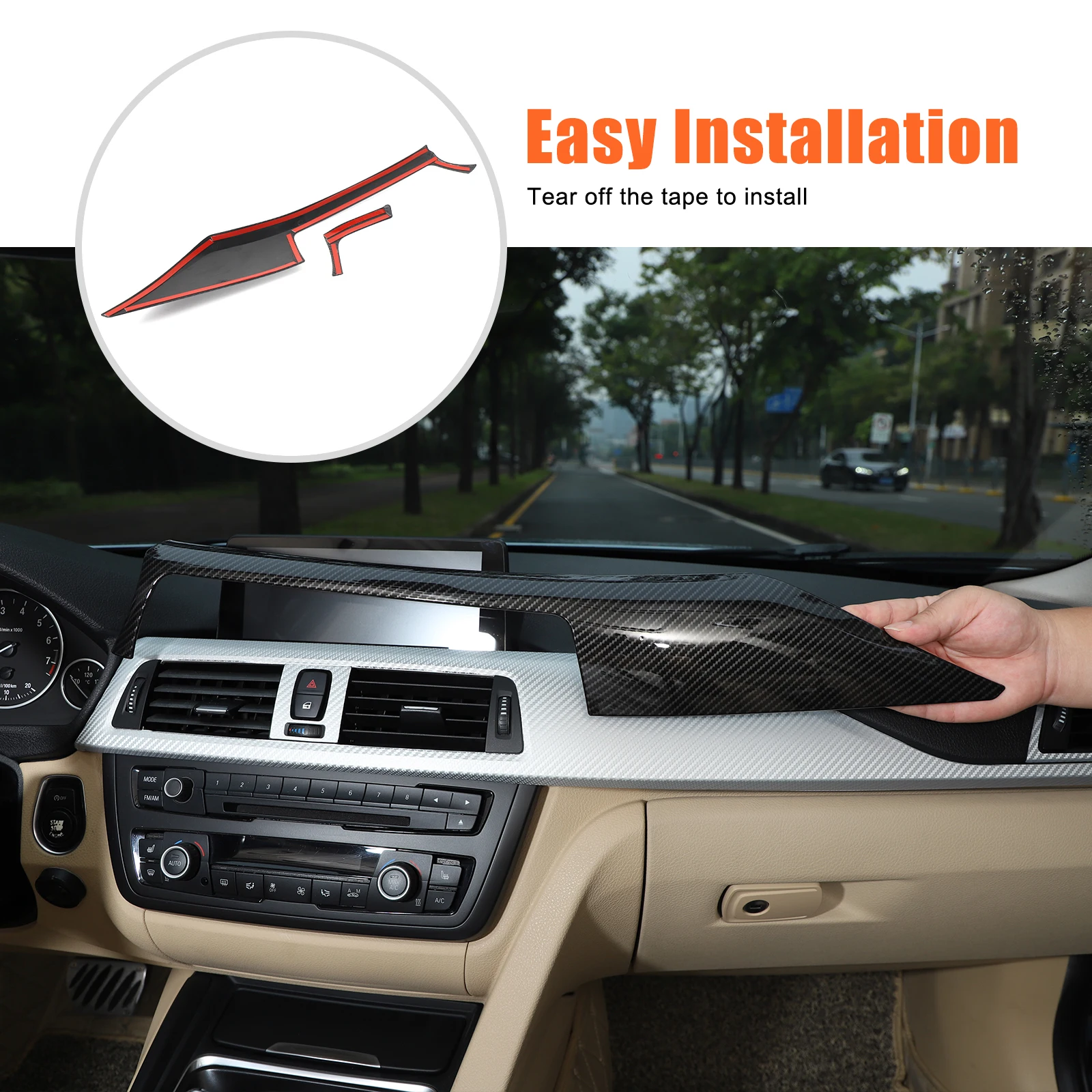 ABS لوحة القيادة غطاء لوحة الكسوة ملصقات (الجانب الأيسر) لسيارات BMW 3 Series 2013 2014 2015 2016 2017 2018 2019 F30 اكسسوارات السيارات #6