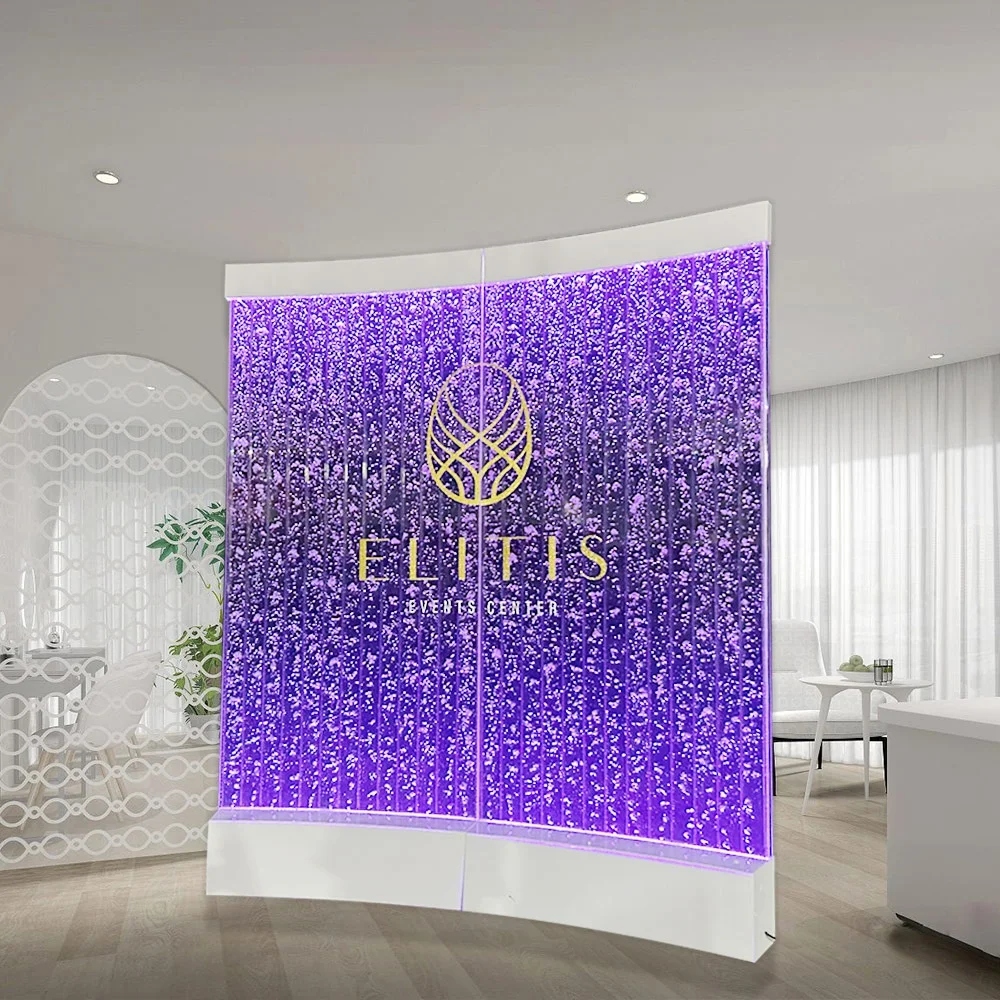 Customization.Curved Bubble Wall with Base and Panel LED Lighting Changing Different Colors Wine Rack Floor Standing Dancing Acr