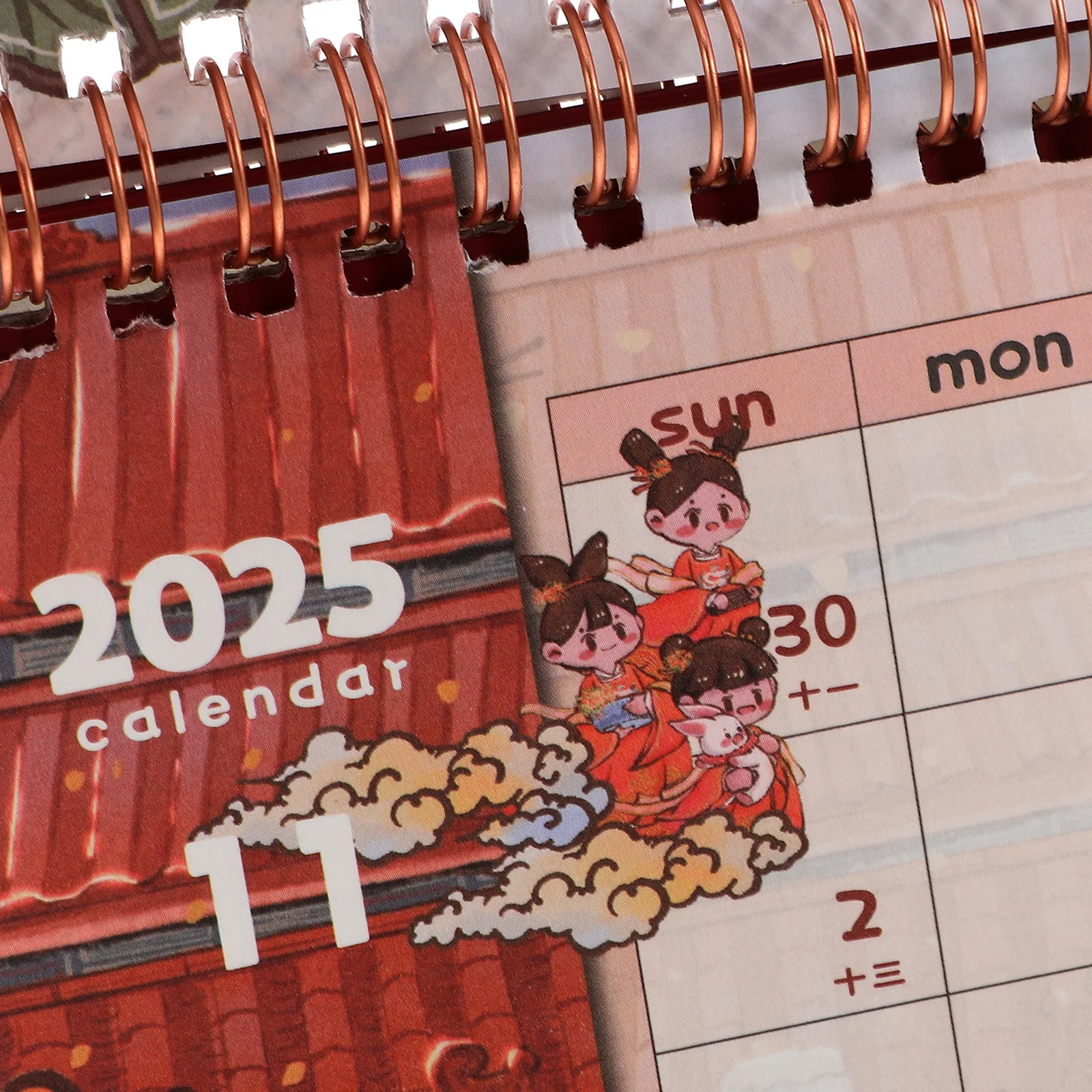 Cute Desk Calendar Small Flip Chinese Painting Design Monthly Desktop Decorative Standing Office Accessory Chinese Calendar