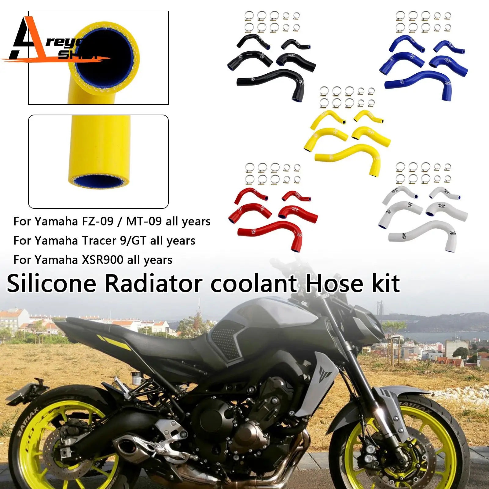 

Silicone Radiator coolant Hose for Yamaha MT-09 XSR900 Tracer 9/GT all years
