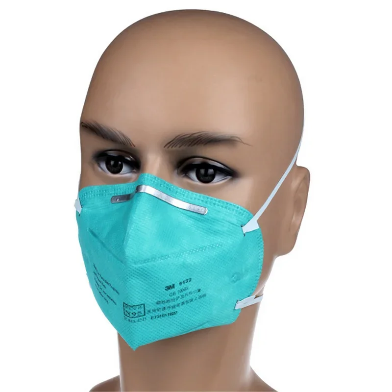 قناع 3M للرعاية الصحية 9132Niosh N95 جهاز تنفس مقاوم للرذاذ لموظفي الرعاية الصحية المهنية حزمة فردية غير صمامية عالية الكفاءة