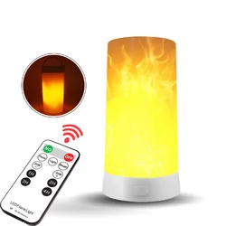 USB Rechargeable LED Flame Lamp Simulated Flame Effect Light Realistic Fire Atmosphere Light Indoor Decoration 4 Lighting Modes