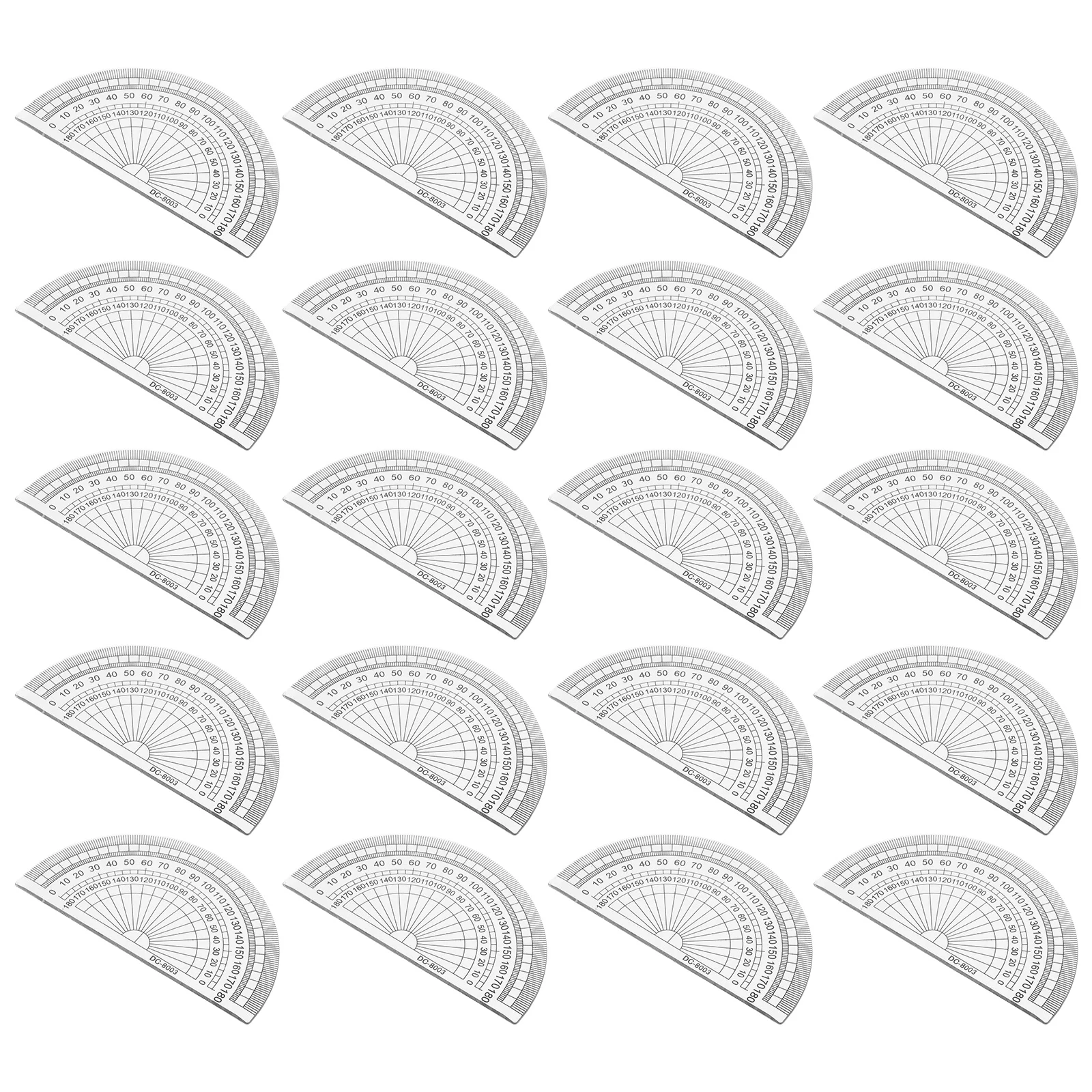 

20 pcs Protractor Rulers 180 Degrees Angle Measurement Office School Students Plastic Lightweight Math Tool Drawing Aid