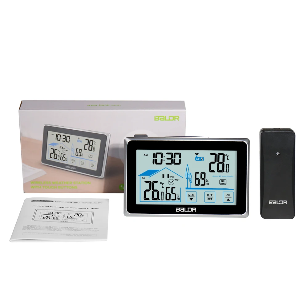 Large Touch Screen In/outdoor Digital Hygrometer Thermometer Window Comfort Level Indicator Backlight Wireless Remote Sensor