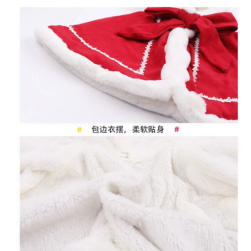 New Baby Girls Red Christmas Cloak Winter Toddler Hooded Cape Cute Warm Children Jacket Xmas Party Costume Kids Clothes