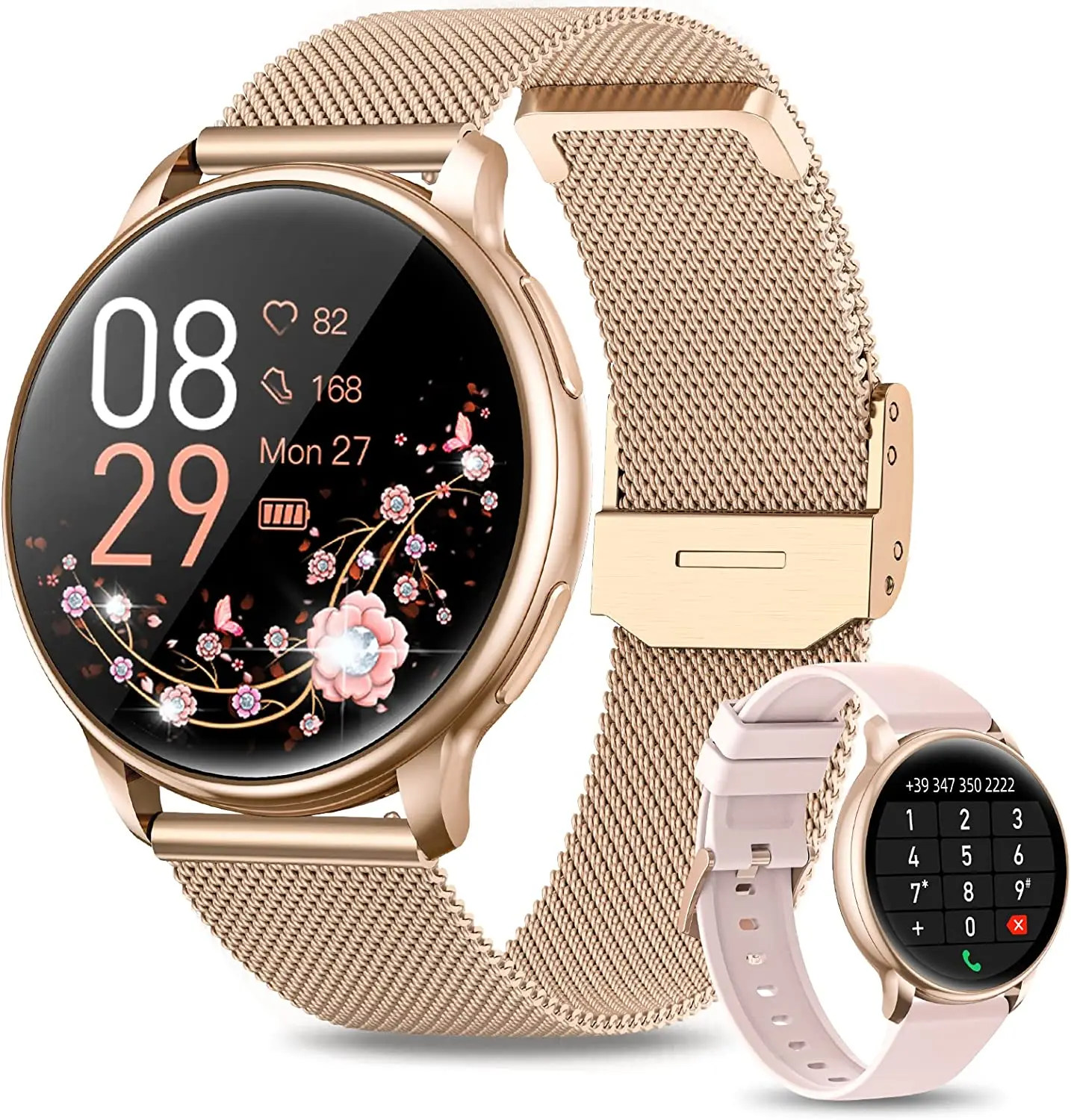 

Women's Smart Watch, Fitness Tracker, Heart Rate, Blood Pressure Monitor, Period Tracking, Compatible with Android, iPhone 1.39"