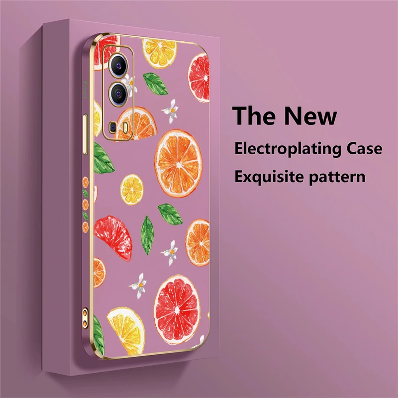 الليمون الكرز زهرة البرتقال طباعة جراب هاتف ل Vivo IQOO U5X Z7 Z9 Z9X U1X Neo Z3 تصفيح سيليكون للصدمات لينة غطاء من البولي يوريثان #3