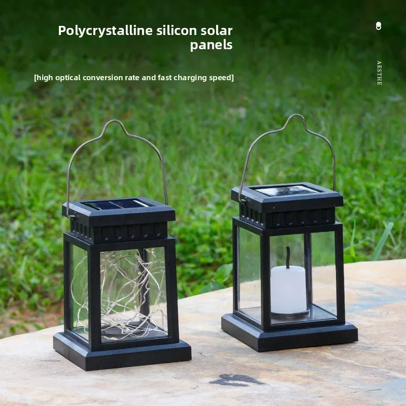 Olar Palace Lantern Outdoor Solar Lights Lawn Landscape Hanging Atmosphere Candle Lamp Floor Yard Garden Decor