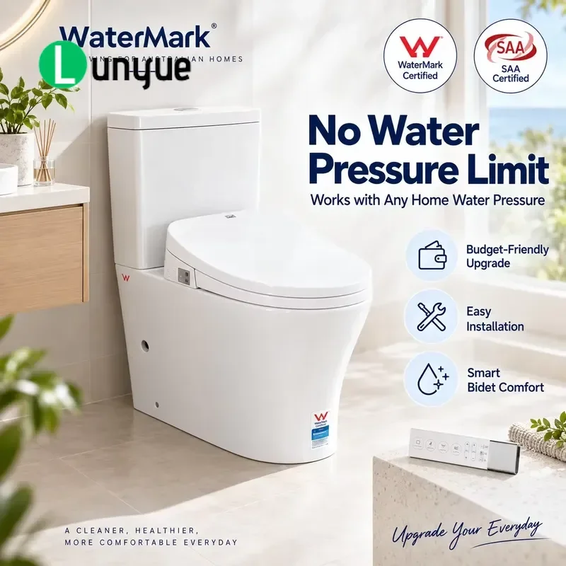 Two Piece Ceramic Toilet With Built In Booster Pump No Water Pressure Limit Smart Bidet SAA Certified For Bathroom Home Use