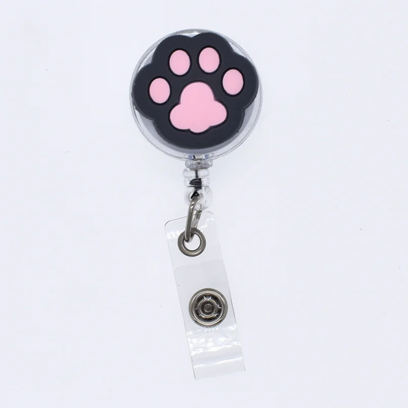 

Cat Paw Prints Retractable Badge Reel Credencial Name ID Tag Employee's Pass Card Holder Clips Badge Reel Office Accessories