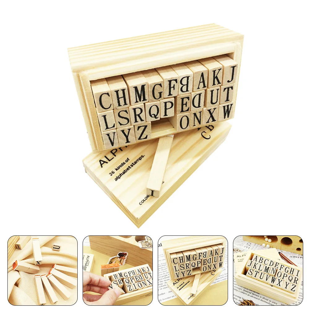 

1Set Wooden Seal English Letter DIY Stamp Multipurpose Craft Scrapbook Planner Journal Decorative Stamps Wood DIY Stamp Kit