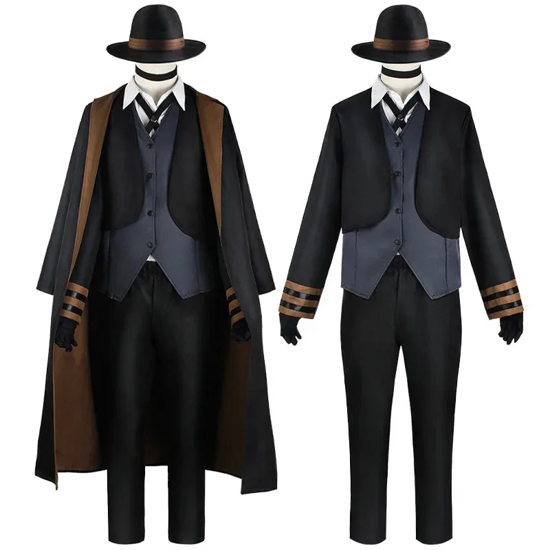 Anime Nakahara Chuuya Cosplay Costume Hat Uniform Trench Coat Pants Big Size Outfits Comic Con Halloween Party Cosplay Costumes