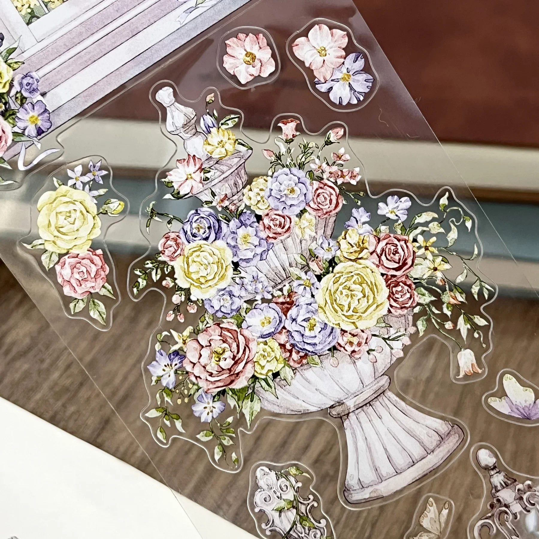 Garden Spring journalbook Tape and Paper PET Die Cut DIY Sticker Flower Background Material