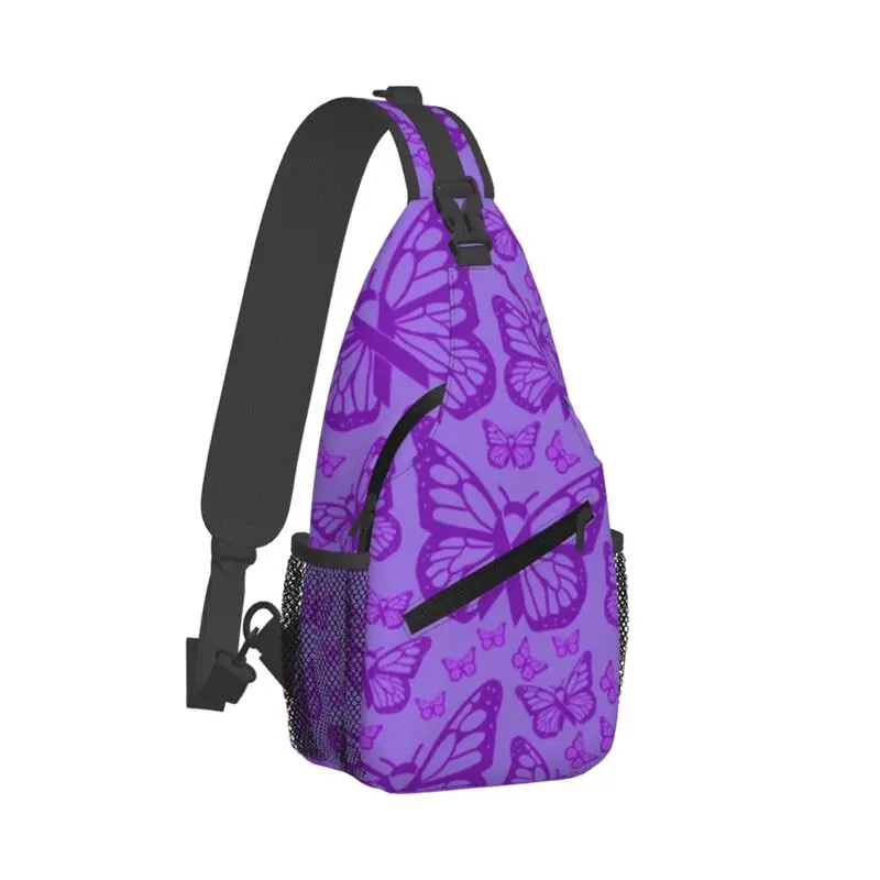 Custom Awareness Butterfly Sling Crossbody Backpack Men Casual Butterflies Chest Shoulder Bag for Travel Hiking Daypack