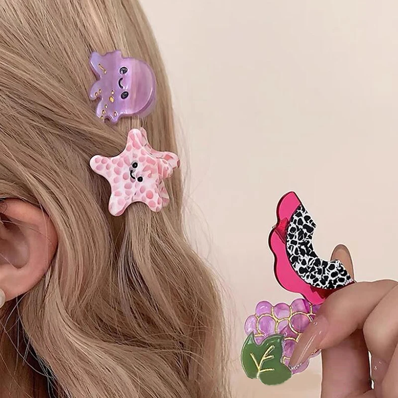 Mini Hair Claw Clips Cute Ocean Animals Starfish Cute Sweet Hair Accessories For Women