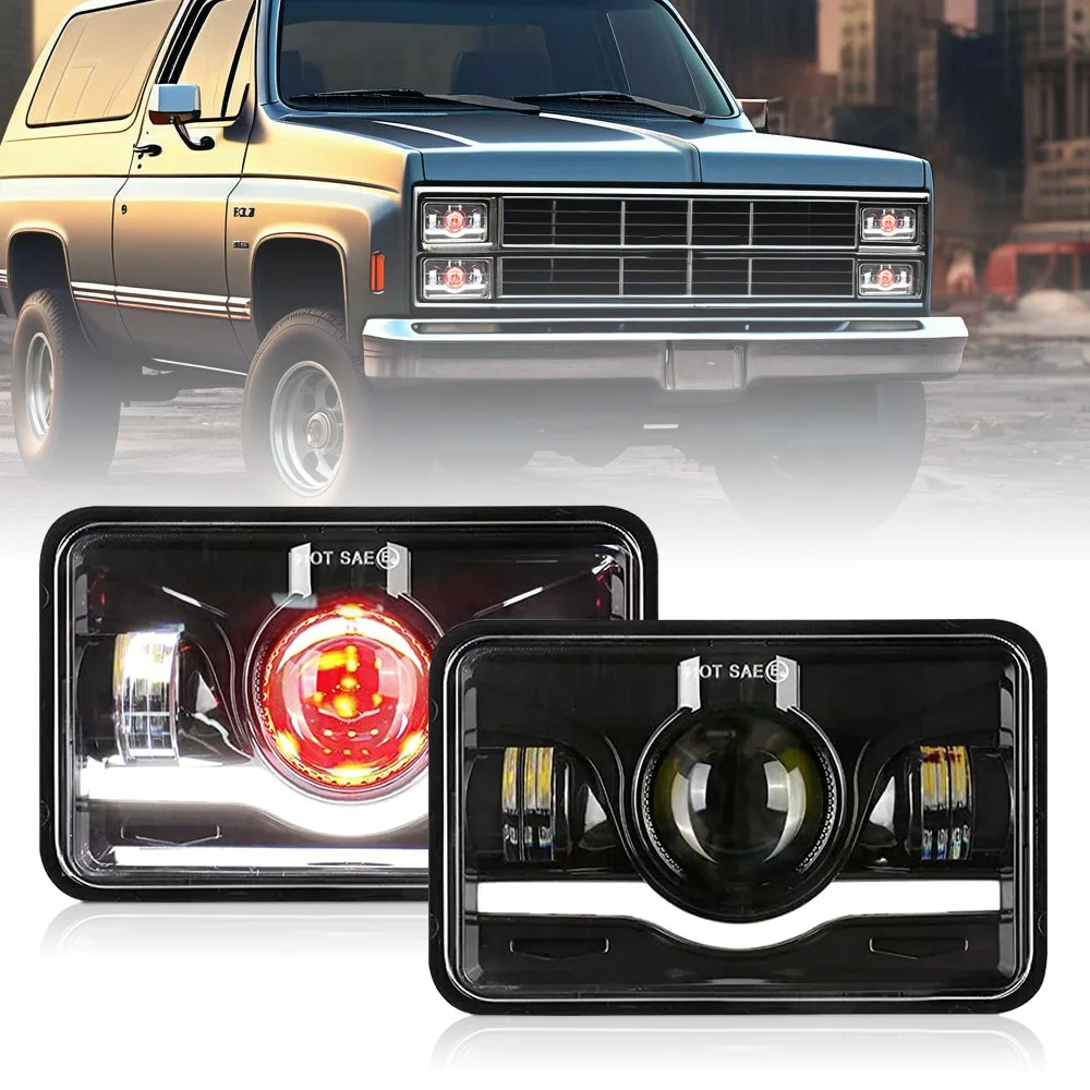 

12V 24V 4X6 inch LED Headlights H4 Led Work Light Square Light for H4651 H4652 H4656 H4666 Car Truck Conversion Offraod