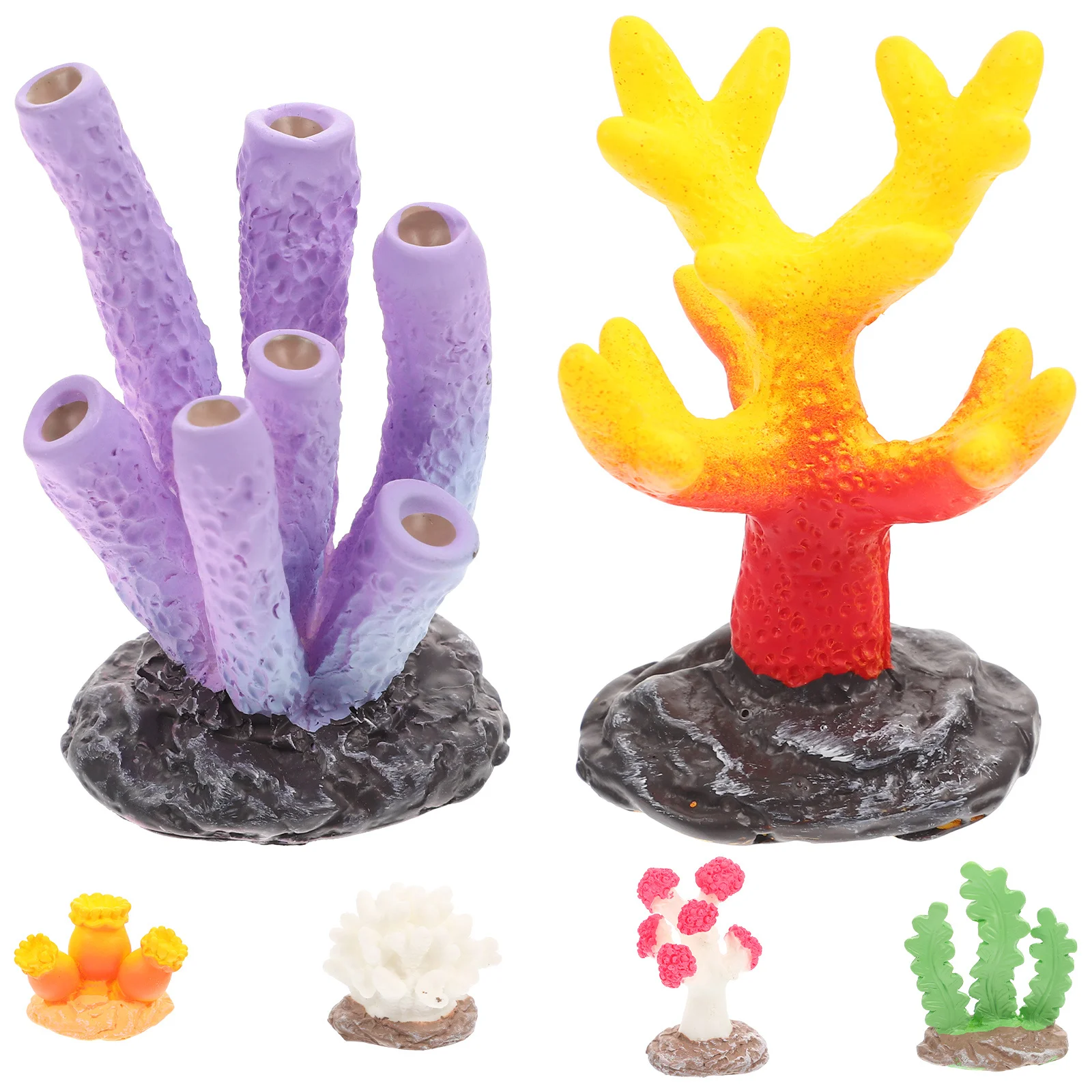

6Pcs Coral Reef Decor Resin Aquarium Figurines Small Colorful Vivid Fish Tank Ornament Decorative Tabletop Aquarium Accessory