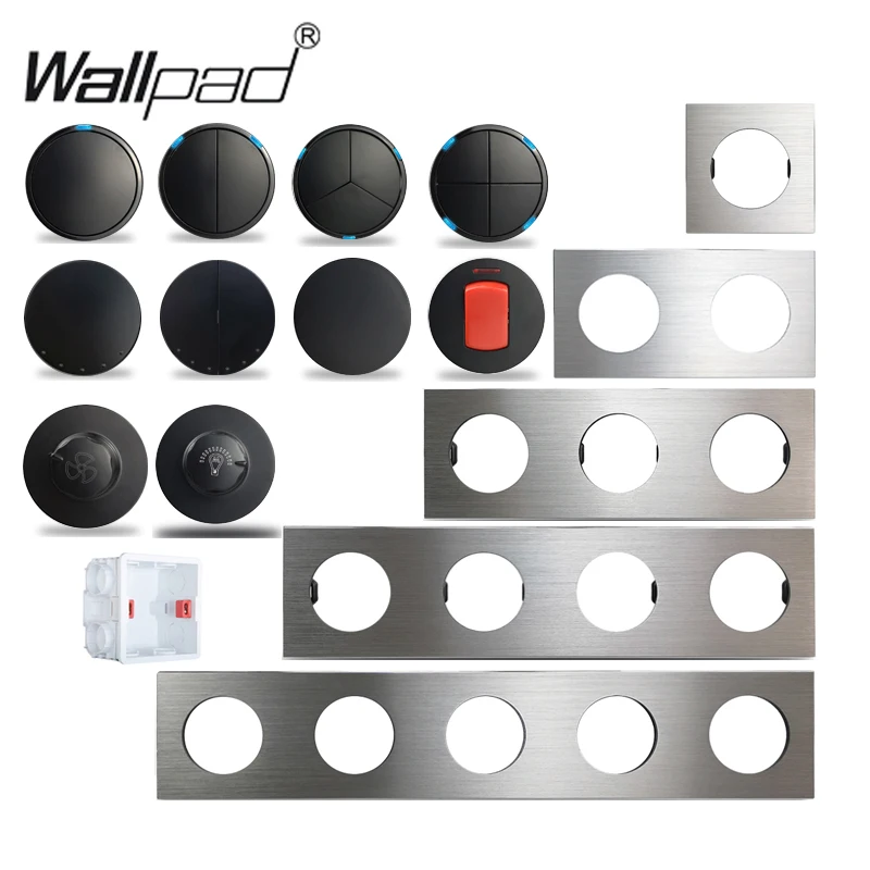 Wallpad 2 Years Guarantee 16a Round Circle Button Light Switches LED Indicator L6 Brushed Silver Aluminum Wall Switch