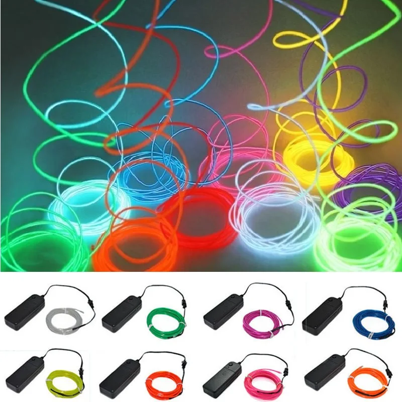 3M Glow EL Wire Neon Cable for Christmas Party Decor Funny DIY Multicolor Multi‑use Iluminated Light AA Battery Lamp Light Strip