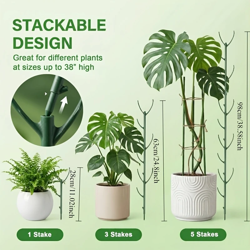 5 support frames and 1 roll of Velcro, stackable high pole with Velcro binding, designed specifically for climbing plant stem su