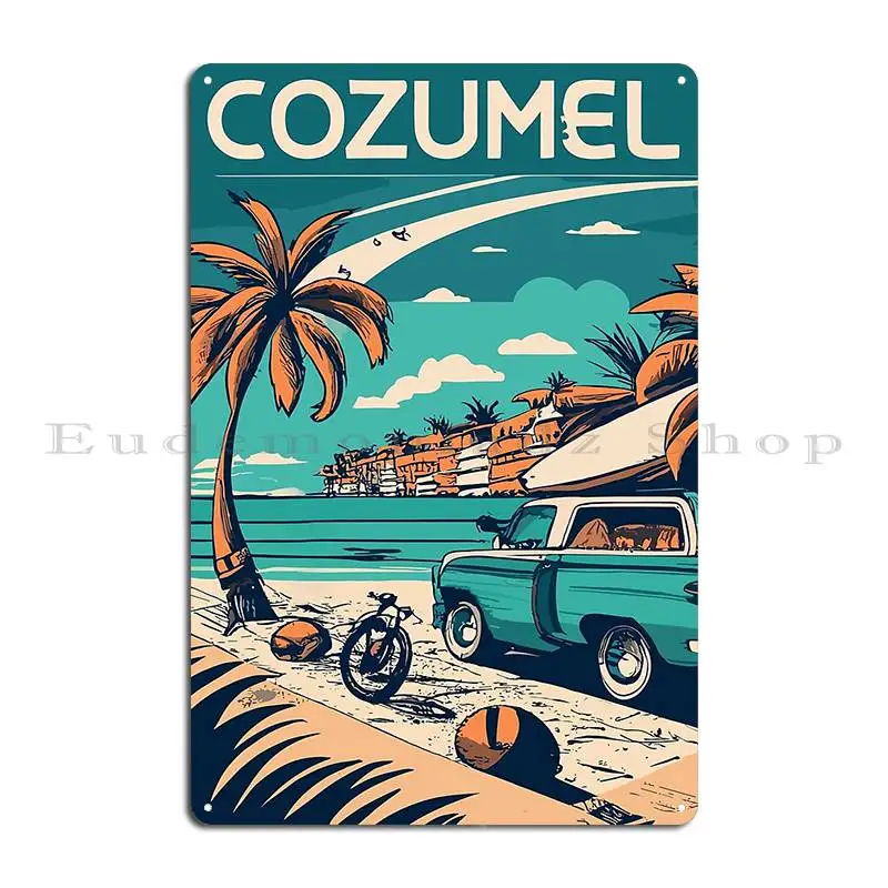 A Vintage Travel Art Of Cozumel Mexico Metal Signs Club Kitchen Create Decoration Printed Tin Sign Poster