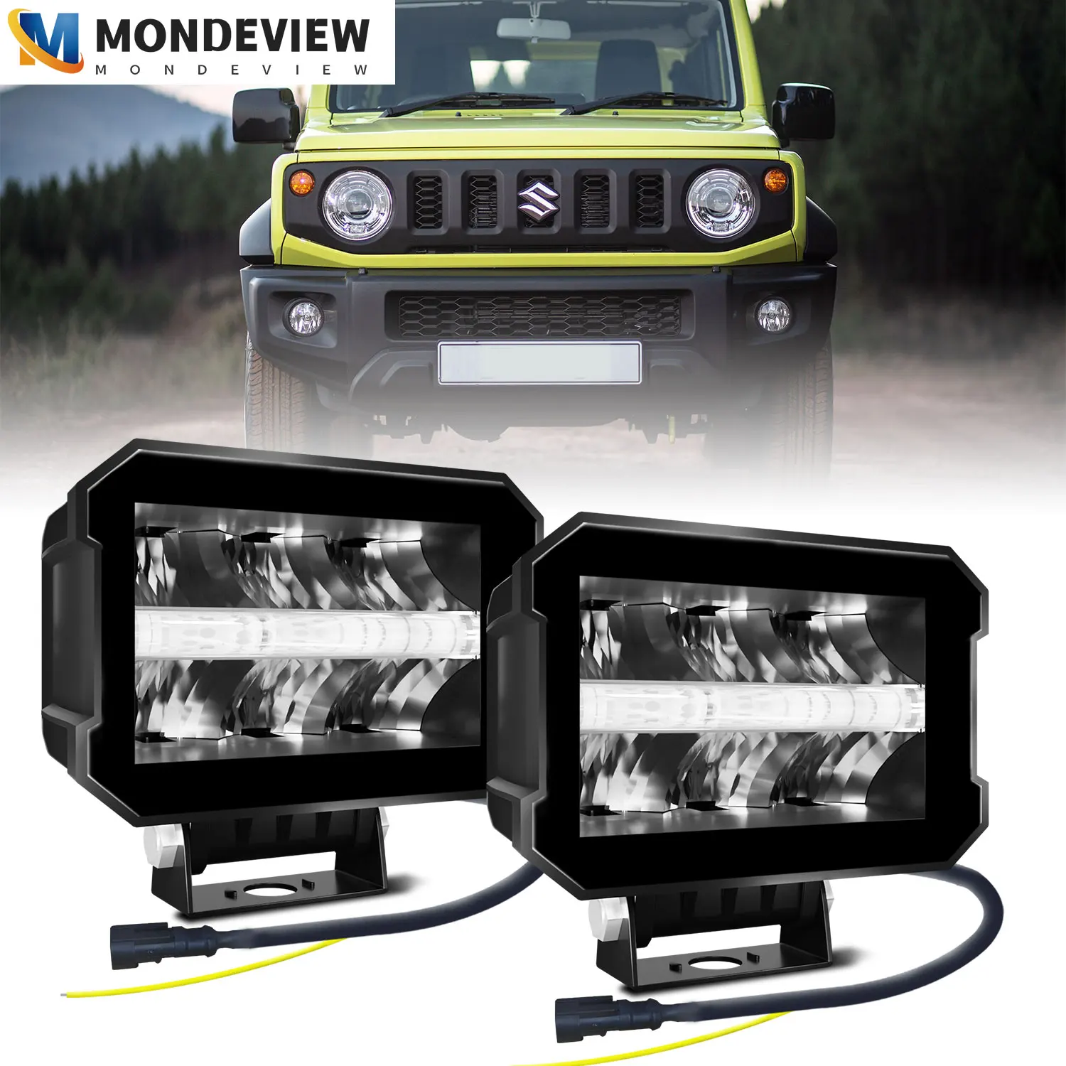 MONDEVIEW 5-inch 9-30V work light is suitable for off-road vehicles jeeps cars trucks motorcycles SUVs ATVs boats