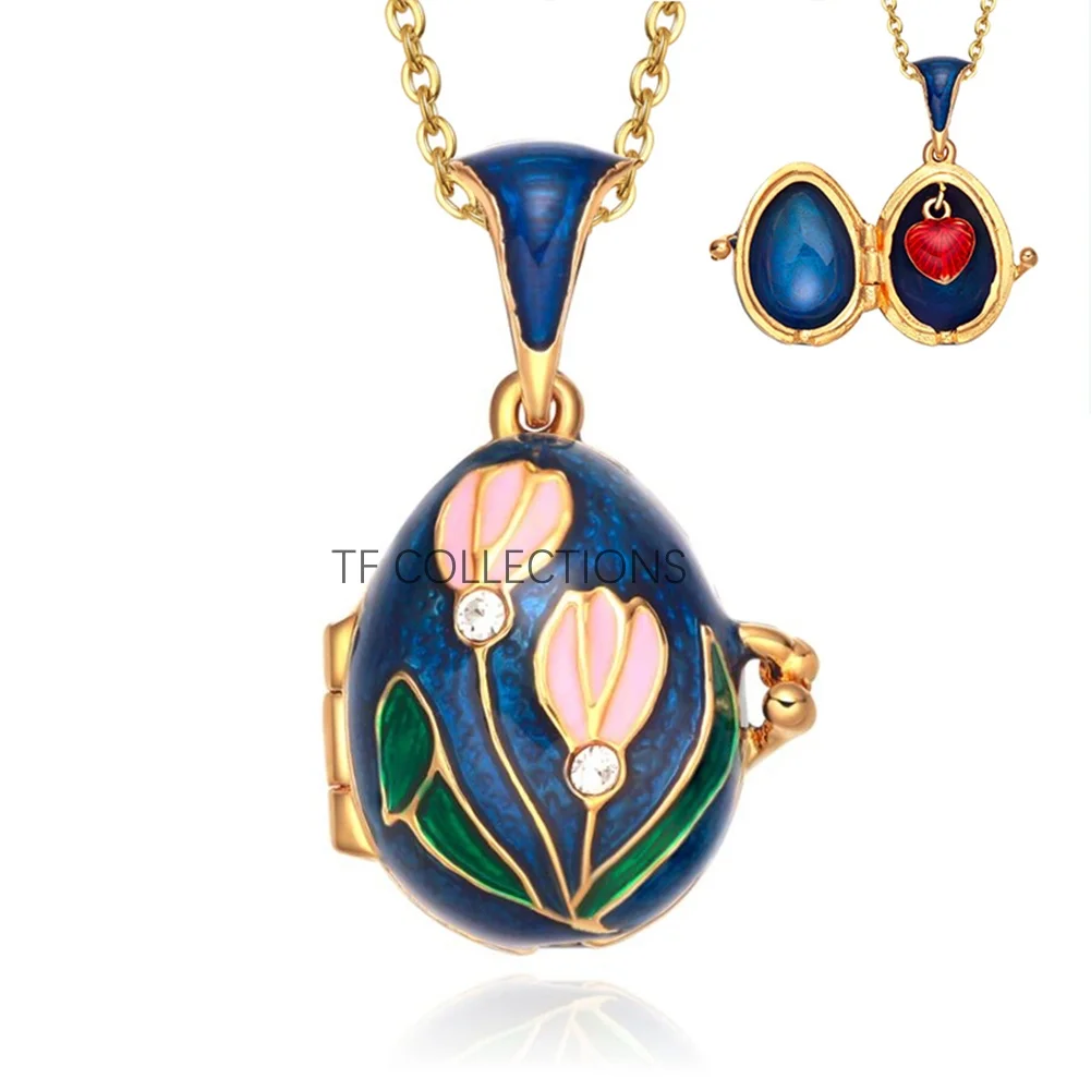 YAFFIL Enamel Colored Egg Necklace, With Three Color Detachable Pendant, A Rare And Luxurious Neck Chain