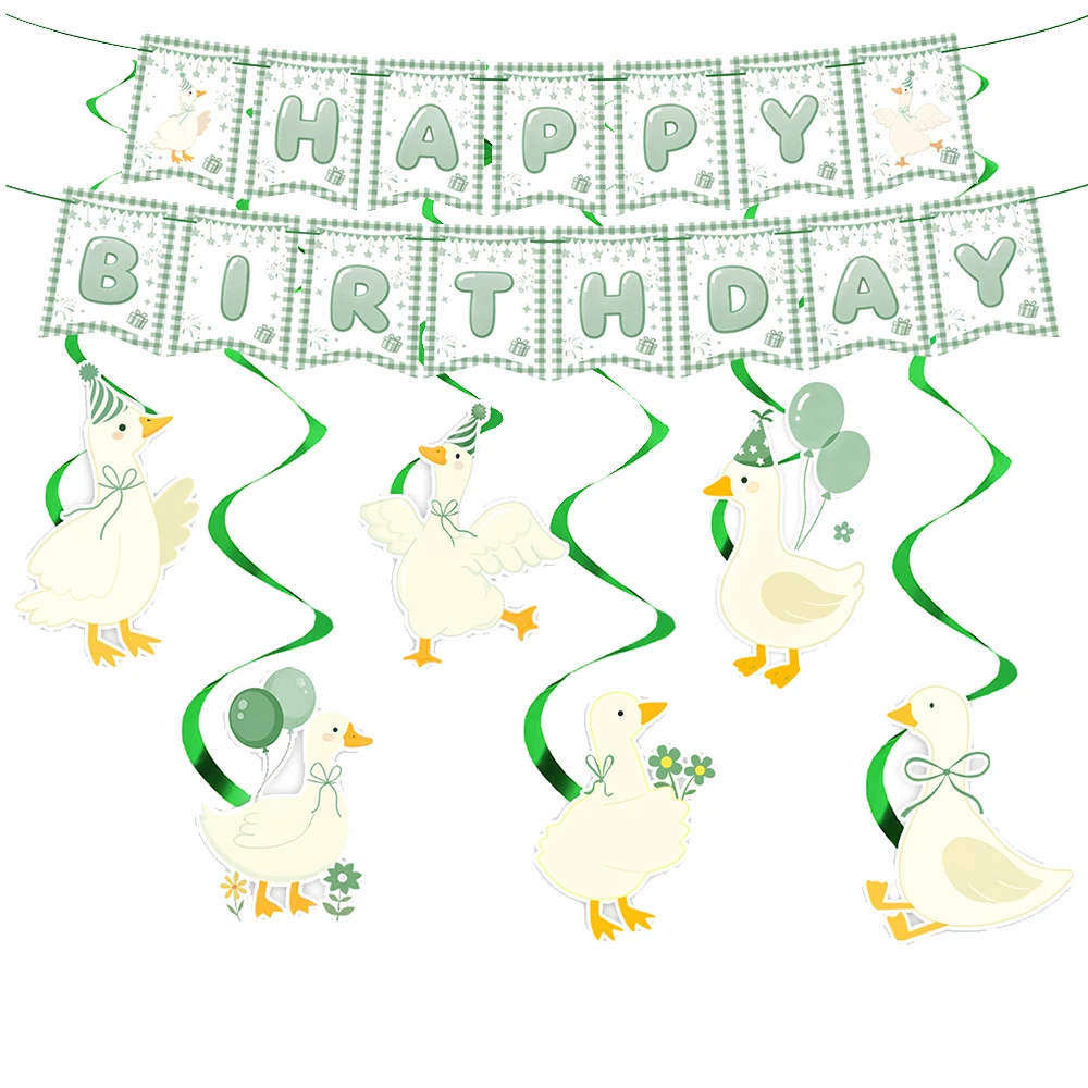 Green Silly Goose Disposable Tableware Paper Plates Cups Napkins Banner Tablecloth Birthday Party Baby Shower Decor Supplies view 3