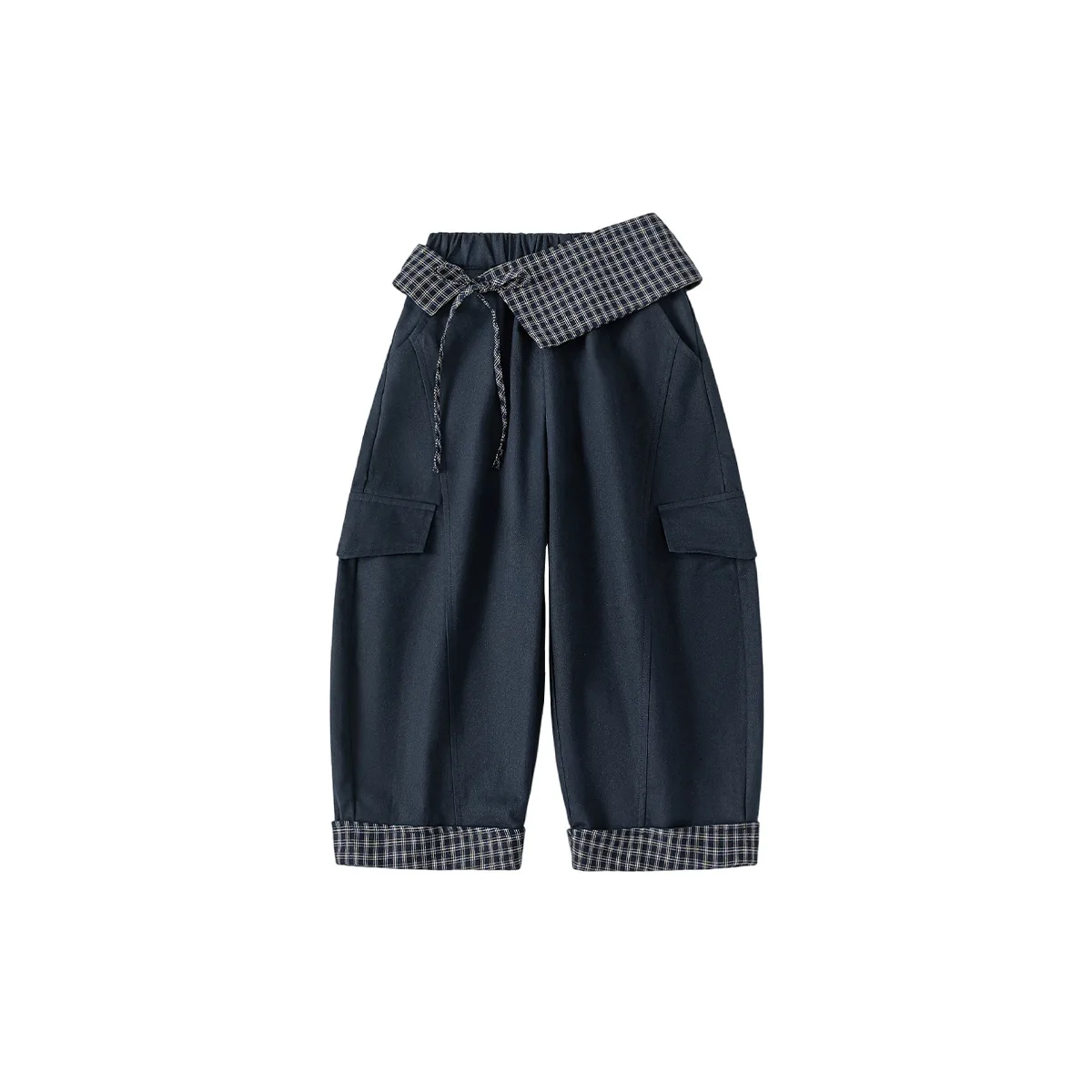 Trousers Girls' Work Pants Spring and Autumn Children's Fart Curtain Checkered Carrot Pants Casual Pants Trendy Fashion
