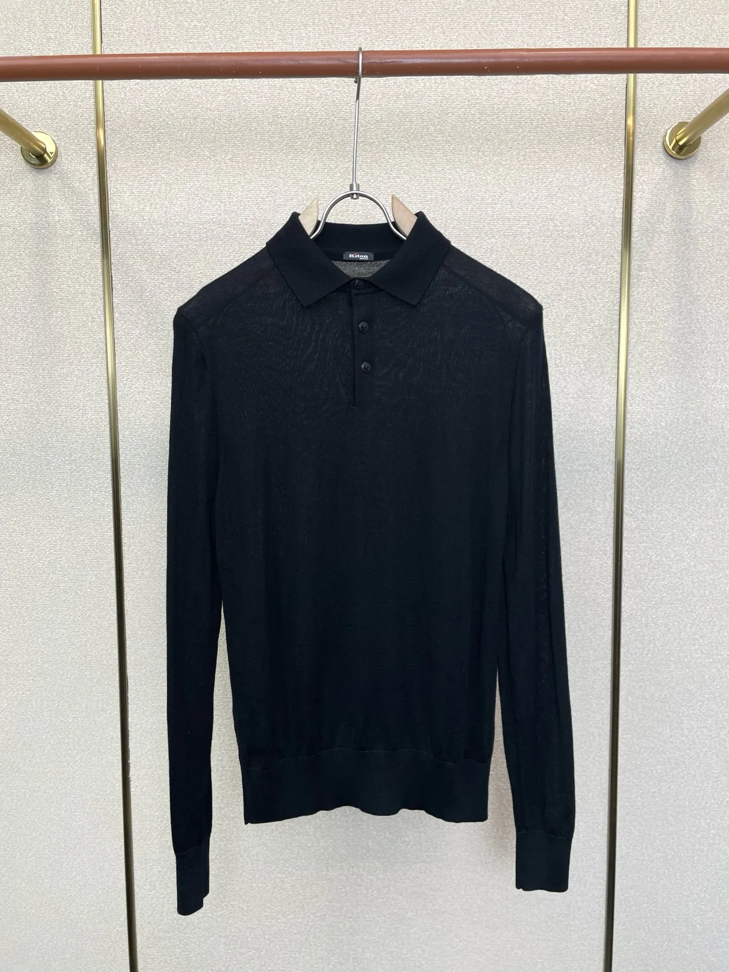 Kiton boutique gentleman long-sleeved casual polo shirt