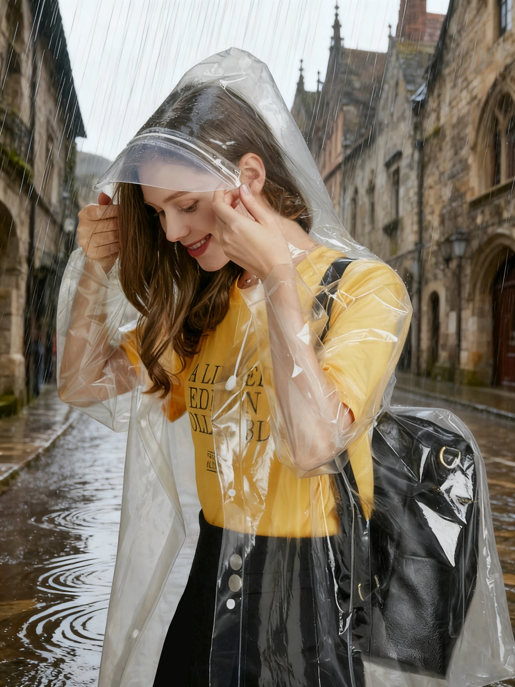 Transparent Solid Color Waterproof Raincoat - Adult Transparent Hooded Waterproof Poncho Suitable for Outdoor Activities, Raftin
