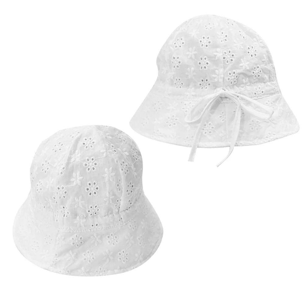 Baby Cotton Fisherman Hat Lace Design Breathable Sun Protection Cap For Newborn Summer Wear Foldable Headwrap Kids
