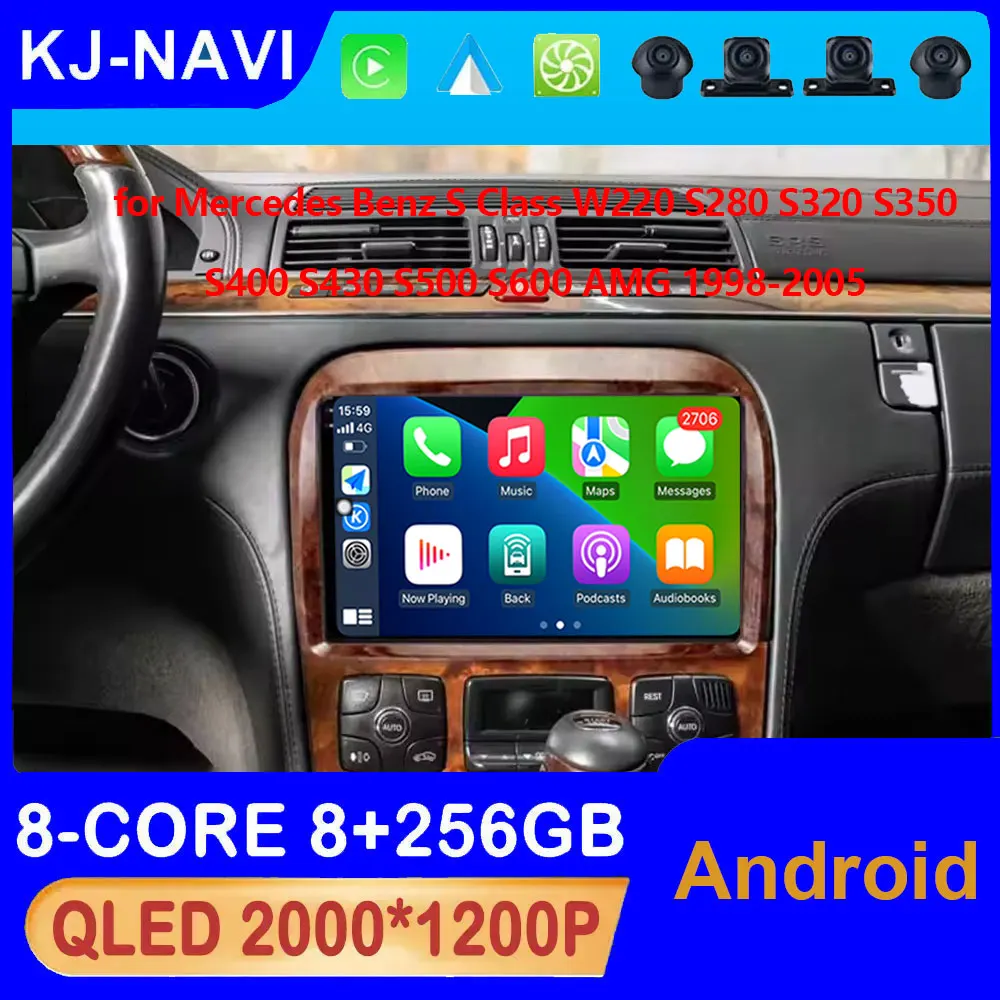 

Android 14 Car Radio for Mercedes Benz S Class W220 S280 S320 S350 S400 S430 S500 S600 AMG 1998-2005 GPS WIFI 4G Carplay NO 2Din