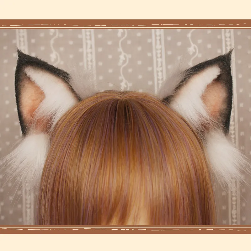 Oreilles de chat du Maine faites à la main pour Halloween, pince à cheveux originale, accessoires Lolita faits à la main