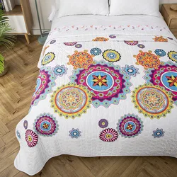 1pcs Queen Size Microfiber Polyester Quilted Floral Patchwork Double Bedspread Bedding Set with Shams Summer Quilt Comforter