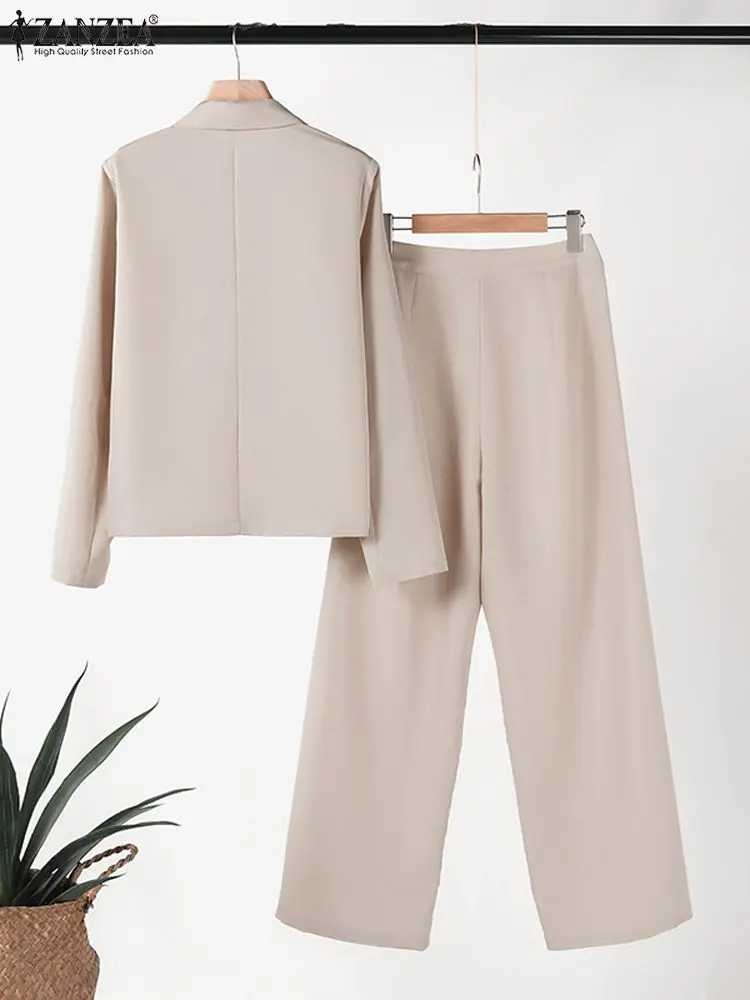 ZANZEA 2PCS Women Long Sleeve Blazer Pant Sets Autumn Office Work Matching Sets 2024 Elegant OL Work Tracksuits Two Pieces Sets