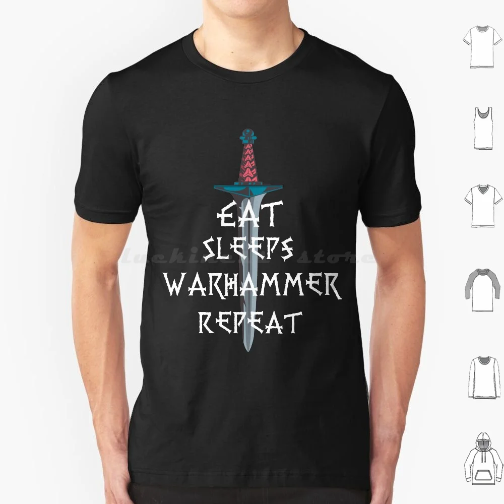 Camiseta de algodón con estampado de Eat Sleep Repeat para hombre y mujer, camisa con estampado de armas de Bladed Vikingo, color negro, ideal para vacaciones, fiestas y festivales, feliz