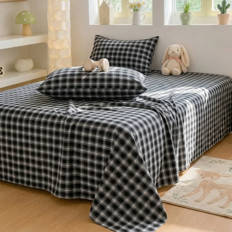 Sábana Plana Estampada 100% Algodón para Cama Doble, Ropa de Cama Suave y Transpirable, Cubrecama de Estilo Simple, Sábanas Individuales