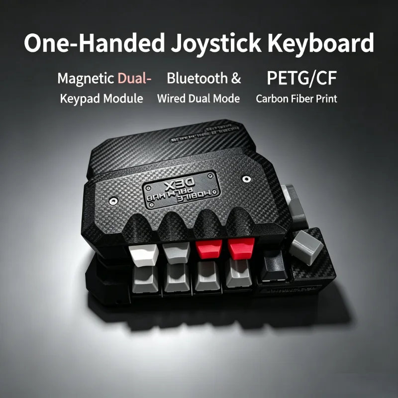 One Handed Joystick Keyboard Expansion Module Fdm 3d Printing Diy Carbon Fiber Customize Bluetooth Wired Gaming Keyboard