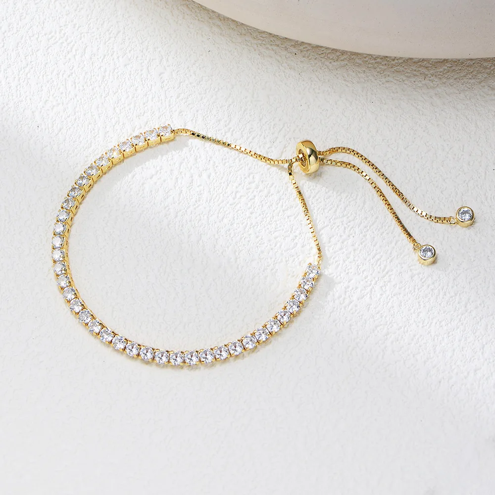 

Withered S925 Pure Silver Full Diamond Bracelet With Simple And Fashionable Design Adjustable Zirconia Claw Chain And Hand