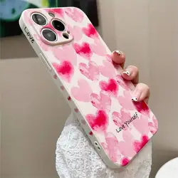 Funda de teléfono con forma de corazón de amor arcoíris para iPhone 14, 13, 15, 16 Pro Max 11 12 Mini 8 7 Plus X XS XR SE 2022, funda suave a prueba de golpes