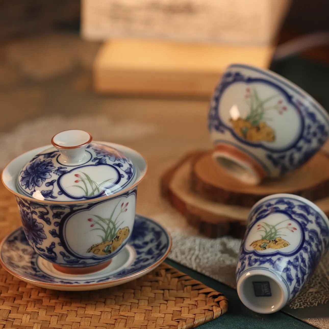 Jingdezhen Ceramic Pastel Orchid Fragrance-Smelling Cup Cup Single Cup Porcelain Konggu Orchid Household Tea Savoring Cup